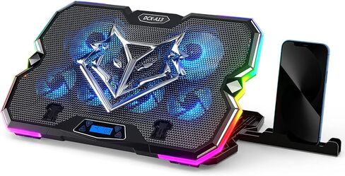 KeiBn Upgrade Laptop Cooling Pad A13,RGB Lights Laptop Cooler 6 Fans for up to 15.6 Inch Laptops,10 Modes Light, 7 Height Stands, 2 USB Ports - Blue in Saudi Arabia