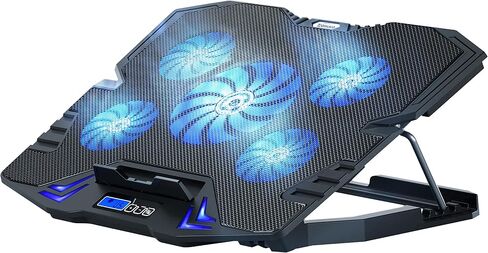 TopMate C5 12-15.6 inch Gaming Laptop Cooler Cooling Pad | 5 Quiet Fans and LCD Screen | 2500RPM Strong Wind Designed for Gamers and Office in Saudi Arabia