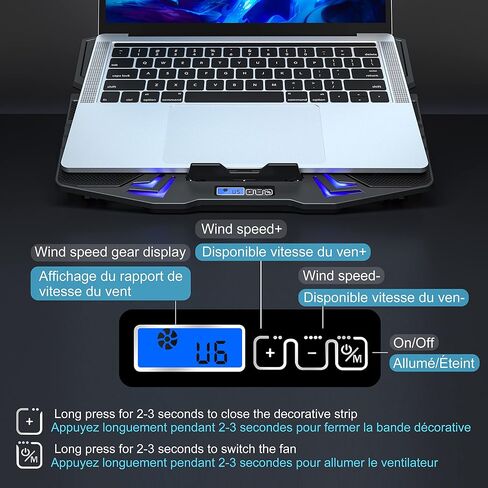 TopMate C5 12-15.6 inch Gaming Laptop Cooler Cooling Pad | 5 Quiet Fans and LCD Screen | 2500RPM Strong Wind Designed for Gamers and Office in Saudi Arabia