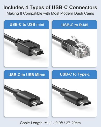 10 Pin Type B Dash Cam Power Adapter PD20W for Select Toyota/Lexus/Subaru Models - Car Rearview Mirror DashCam Power Adapter with 4 USB Cable (USBC Port) in Saudi Arabia