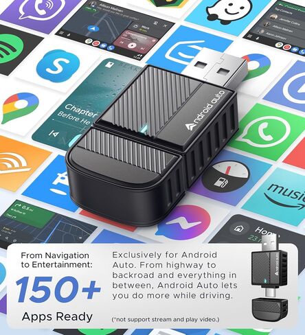 Bytewave Wireless Android Auto Adapter, USB A/C Car Dongle with NFC & WiFi | Convert Wired to Wireless, 8s Auto Connect, Mini 5.8GHz WiFi & Bluetooth 5.3 Android Auto for Car, 2-in-1 USB C/A Plug & Play in Kuwait