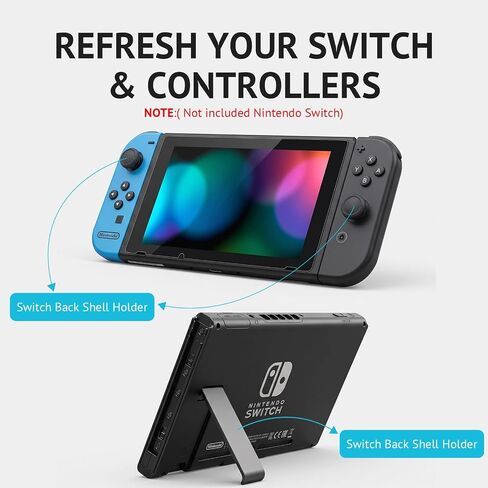 Replacement Kickstand for Nintendo Switch, with 4 Analog Stick Covers | 1 Pcs Back Shell Holder Bracket Repair Kit with 4 Silicone Analog Stick Covers in Saudi Arabia