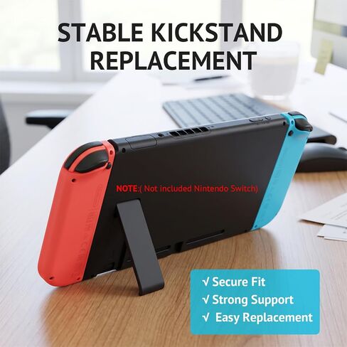 Replacement Kickstand for Nintendo Switch, with 4 Analog Stick Covers | 1 Pcs Back Shell Holder Bracket Repair Kit with 4 Silicone Analog Stick Covers in Saudi Arabia