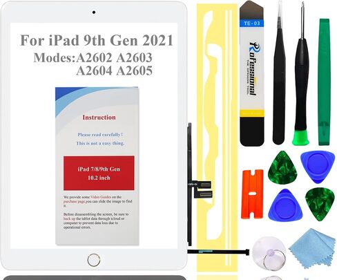 for iPad 9 9th Gen Screen Replacement Digitizer 2021 10.2",for iPad 9th Generation A2602 A2603 A2604 A2605 Digitizer with Home Button, Full Repair Kit[NO Fingerprint Reader] [NO LCD] in Saudi Arabia