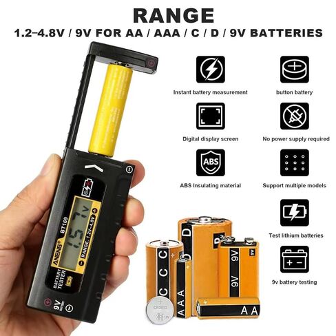 Digital Battery Tester, Universal Battery Checker with LCD for AA/AAA/C/D/9V/Button Cells in Saudi Arabia