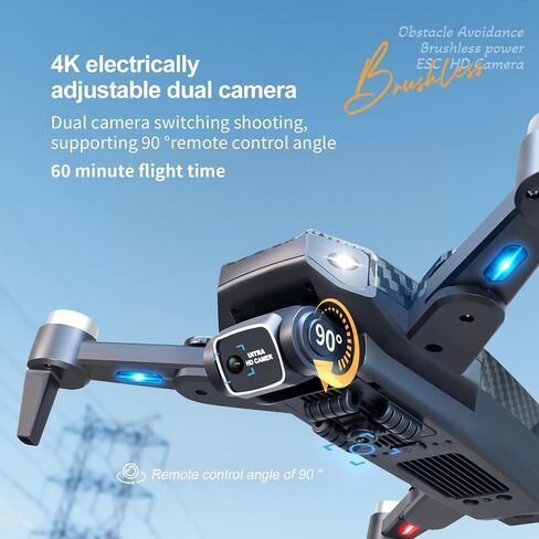 4K UHD GPS Drone (Equipped with dual cameras), Foldable Drone, small-scale Drone Control Quadcopter With Height Setting Function, Six-pass Gyroscope, Gesture Photo, Video Recording, Headless Mode, Emergency Stop, Trajectory Gravity Sensing, and Auto-photo in Saudi Arabia