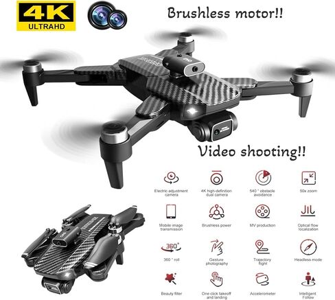 4K UHD GPS Drone (Equipped with dual cameras), Foldable Drone, small-scale Drone Control Quadcopter With Height Setting Function, Six-pass Gyroscope, Gesture Photo, Video Recording, Headless Mode, Emergency Stop, Trajectory Gravity Sensing, and Auto-photo in Saudi Arabia