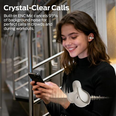 Oraolo Open Ear AC225 Earbuds, Stereo Sound, Bluetooth 6.0 Open Ear Headphones, Lightweight Comfort Clip On Earbuds with ENC Mic for Clear Calls, 36H Playtime, Touch Control, IPX6 Waterproof, White in Saudi Arabia