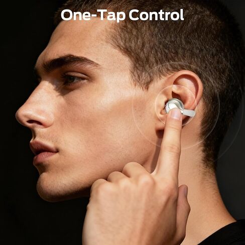 Oraolo Open Ear AC225 Earbuds, Stereo Sound, Bluetooth 6.0 Open Ear Headphones, Lightweight Comfort Clip On Earbuds with ENC Mic for Clear Calls, 36H Playtime, Touch Control, IPX6 Waterproof, White in Saudi Arabia