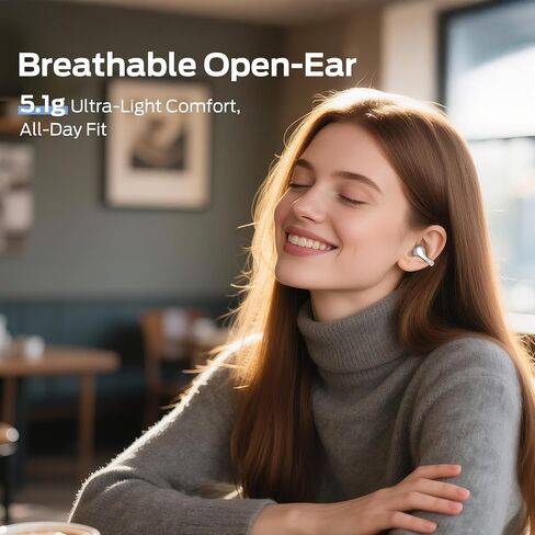 Oraolo Open Ear AC225 Earbuds, Stereo Sound, Bluetooth 6.0 Open Ear Headphones, Lightweight Comfort Clip On Earbuds with ENC Mic for Clear Calls, 36H Playtime, Touch Control, IPX6 Waterproof, White in Saudi Arabia