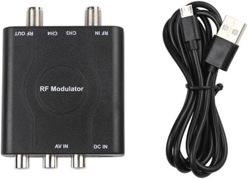 M61A RF Modulator AV to RF Converter, NTSC CH3/CH4 Analog Signal Modulator with for rca to Coaxial F Female Output, PLL VHF Video Adapter for Cable TV, USB 5V for Home TV Systems. in Saudi Arabia