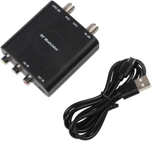 M61A RF Modulator AV to RF Converter, NTSC CH3/CH4 Analog Signal Modulator with for rca to Coaxial F Female Output, PLL VHF Video Adapter for Cable TV, USB 5V for Home TV Systems. in Saudi Arabia