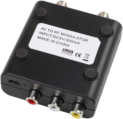 M61A RF Modulator AV to RF Converter, NTSC CH3/CH4 Analog Signal Modulator with for rca to Coaxial F Female Output, PLL VHF Video Adapter for Cable TV, USB 5V for Home TV Systems. in Saudi Arabia