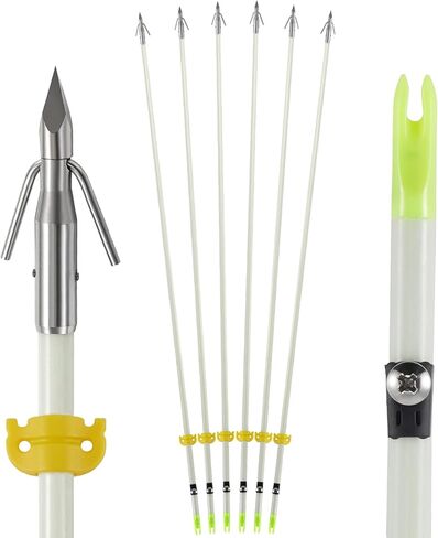 6 Pack 32 inch Bowfishing Arrows with Broadheads and Safty Slides Bow Fishing Arrow Luminous for Compound Bow Recurve Bow Fishing Hunting in Saudi Arabia