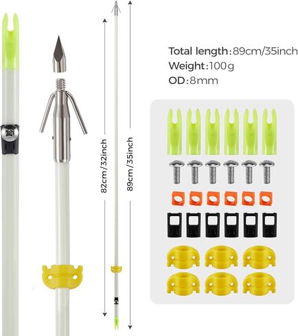 6 Pack 32 inch Bowfishing Arrows with Broadheads and Safty Slides Bow Fishing Arrow Luminous for Compound Bow Recurve Bow Fishing Hunting in Saudi Arabia