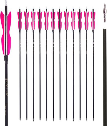 31" Carbon Hunting Arrows with 5" Turkey Feathers, Pack of 12 | Spine 500, Archery Target Practice, For Recurve Bow and Long Bow in Saudi Arabia