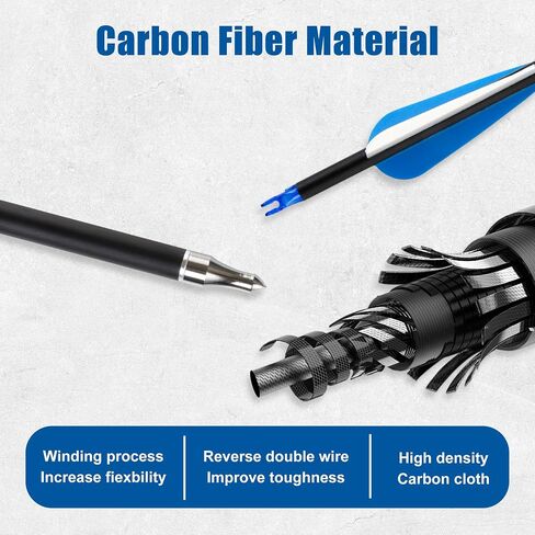 24Pcs 30" Carbon Archery Arrows, Hunting & Target Practice | Matched for Compound & Recurve Bows, Durable Carbon Shaft and Removable Tips‌ in Saudi Arabia