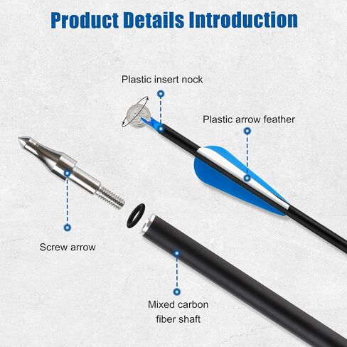 24Pcs 30" Carbon Archery Arrows, Hunting & Target Practice | Matched for Compound & Recurve Bows, Durable Carbon Shaft and Removable Tips‌ in Saudi Arabia