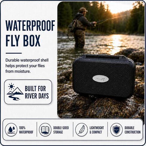 Waterproof Fly Box for Fly Fishing | Double-Sided Fly Fishing Box with Foam Insert | Compact fly fishing box for Dry Flies, Nymphs | Hard Shell Pocket Size Streamer Fly Box | Easy Grip Foam in Saudi Arabia