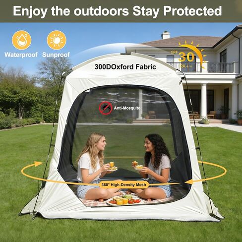 Portable Screen House Tent for 4-6 Person,Camping Screen Tent | 75" x 51" x 75" outdoor shelter with sun shade canopy. Easy to carry for patio, backyard, garden, picnic and camping in Saudi Arabia