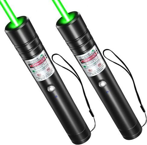 [2 Packs] Rechargeable Green Laser Pointer High Power Green Beam Laser Light Long Distance Range For TV/LED/LCD Screens Tactical Flashlights Presentation Office/Outdoors/Astronomic/Construction [001] in Kuwait