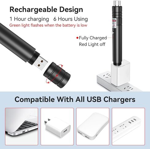[2 Packs] Rechargeable Green Laser Pointer High Power Green Beam Laser Light Long Distance Range For TV/LED/LCD Screens Tactical Flashlights Presentation Office/Outdoors/Astronomic/Construction [001] in Kuwait