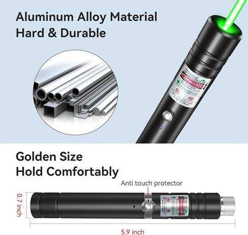 [2 Packs] Rechargeable Green Laser Pointer High Power Green Beam Laser Light Long Distance Range For TV/LED/LCD Screens Tactical Flashlights Presentation Office/Outdoors/Astronomic/Construction [001] in Kuwait