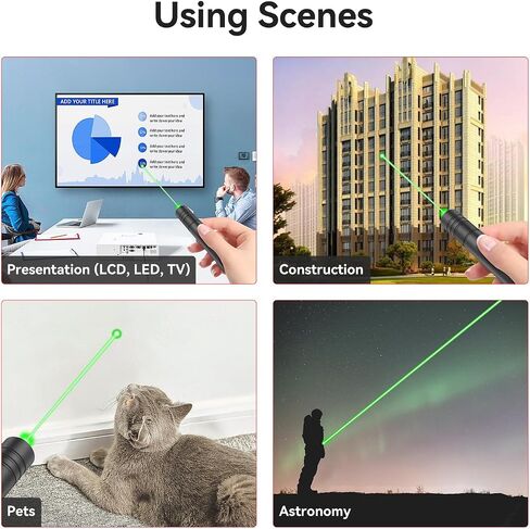[2 Packs] Rechargeable Green Laser Pointer High Power Green Beam Laser Light Long Distance Range For TV/LED/LCD Screens Tactical Flashlights Presentation Office/Outdoors/Astronomic/Construction [001] in Kuwait