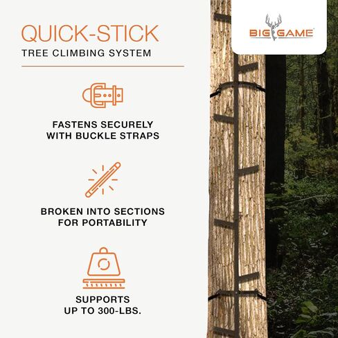 BIG GAME Climbing Ladder Sticks, Tree Stand and Hunting Gear System, 20’ Quick-Stick - Portable Safety Accessories and Equipment for Mobile Deer Hunters, Climbers, and Shooters | 20’ Quick-Stick - Portable Safety Accessories and Equipment for Mobile Deer  in Saudi Arabia