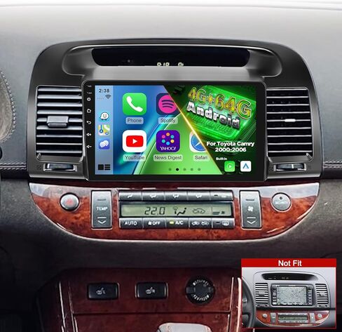 Car Radio for Toyota Camry 2002 2003 2004 2005 2006 | 9 inch Touch Screen Stereo with Carplay / Android Auto, Mirror Link, Bluetooth, SWC, FM/RDS Radio, EQ, Youtube Video in Saudi Arabia