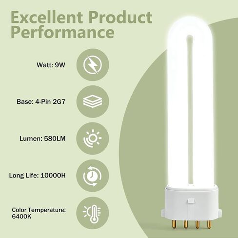 4 Pack FLS/E9W 6400K 2G7 Base Camping Lantern Bulb, 9W 4-Pin Fluorescent Replacement for Coleman Lanterns, Rayovac F9w-1, Kandolite 96500, Ozark Trail, 4.7 Inch, 580 Lumens, 10,000 Hour Lifespan in Saudi Arabia