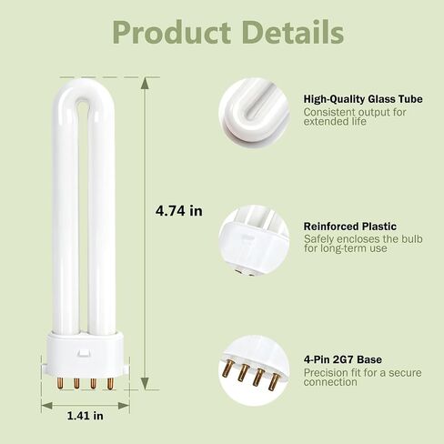 4 Pack FLS/E9W 6400K 2G7 Base Camping Lantern Bulb, 9W 4-Pin Fluorescent Replacement for Coleman Lanterns, Rayovac F9w-1, Kandolite 96500, Ozark Trail, 4.7 Inch, 580 Lumens, 10,000 Hour Lifespan in Saudi Arabia