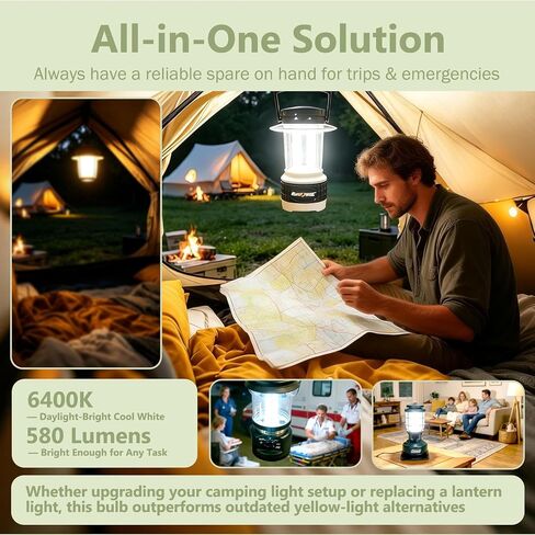 4 Pack FLS/E9W 6400K 2G7 Base Camping Lantern Bulb, 9W 4-Pin Fluorescent Replacement for Coleman Lanterns, Rayovac F9w-1, Kandolite 96500, Ozark Trail, 4.7 Inch, 580 Lumens, 10,000 Hour Lifespan in Saudi Arabia