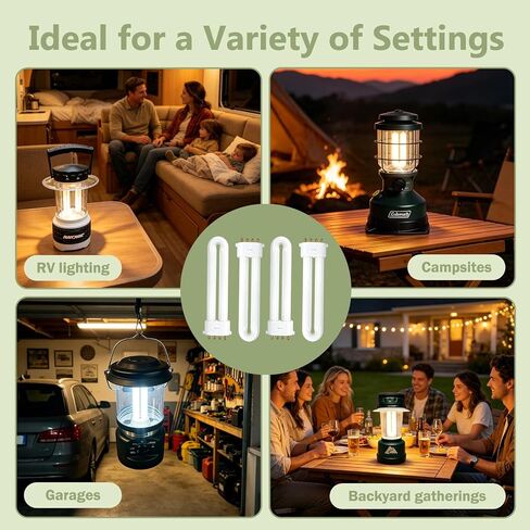 4 Pack FLS/E9W 6400K 2G7 Base Camping Lantern Bulb, 9W 4-Pin Fluorescent Replacement for Coleman Lanterns, Rayovac F9w-1, Kandolite 96500, Ozark Trail, 4.7 Inch, 580 Lumens, 10,000 Hour Lifespan in Saudi Arabia