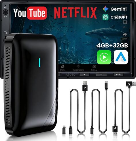 Magic AI Box, Wireless CarPlay/Android Auto Adapter, Car Video Box Supports for Netflix/YouTube/TikTok/TF Card, DriveChat AI Smart Box with GPS/Dual Bluetooth in Kuwait