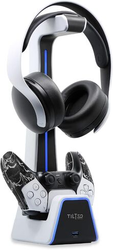 Tilted Nation Gaming Headset and Controller Stand | Premium PS5 Accessories (Clean Space with Charging Station) Headphone and Controller Holder for Desk, PlayStation 5, Xbox Game, in Kuwait
