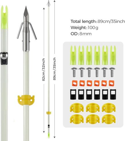 6 Pack Bowfishing Arrows 32 Inch with Broadheads and Safty Slides Bow Fishing Arrows for Compound Bow Recurve Bow Fishing Hunting in Saudi Arabia