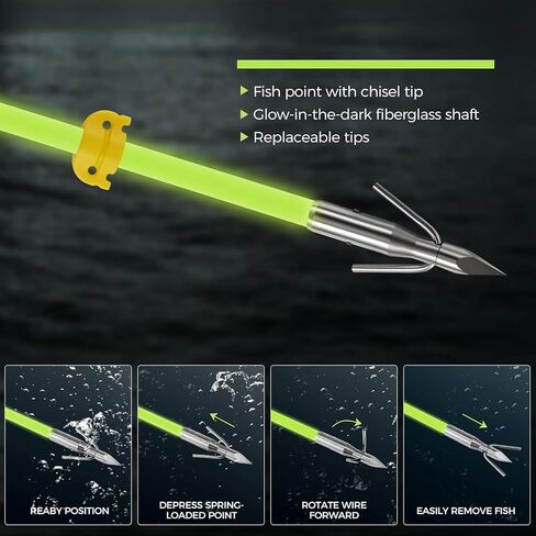 6 Pack Bowfishing Arrows 32 Inch with Broadheads and Safty Slides Bow Fishing Arrows for Compound Bow Recurve Bow Fishing Hunting in Saudi Arabia