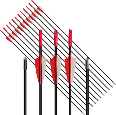 28 inch / 31 inch Target Arrows Practice Fiberglass Arrow for Youth Beginner, Safety Blunt Tip Arrows for Archery Recurve Bow Long Bow -12 Pack in Saudi Arabia