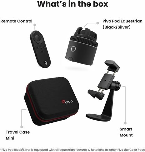 Pivo Equestrian Pod Starter Pack, Auto Face, Body, Horse Phone Tracking Holder, Ai-Powered 360° Rotation, Remote Control for Hands-Free Video Recording with Smart Mount and Travel Case (Black) in Saudi Arabia