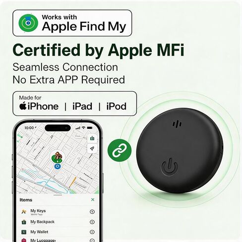 Undetectable GPS Tracker for Vehicles - Real-Time Tracking，No Monthly Fee/No SIM Card【Apple MFi Certified】Works with iOS Find My | Mini Hidden Magnetic GPS Locator，IP68 Waterproof，Reliable Performance in Saudi Arabia