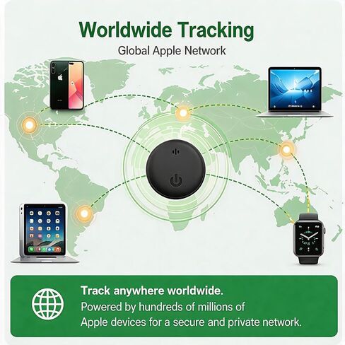 Undetectable GPS Tracker for Vehicles - Real-Time Tracking，No Monthly Fee/No SIM Card【Apple MFi Certified】Works with iOS Find My | Mini Hidden Magnetic GPS Locator，IP68 Waterproof，Reliable Performance in Saudi Arabia