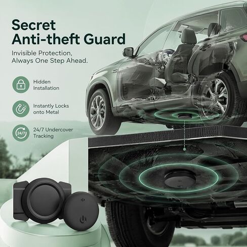 Undetectable GPS Tracker for Vehicles - Real-Time Tracking，No Monthly Fee/No SIM Card【Apple MFi Certified】Works with iOS Find My | Mini Hidden Magnetic GPS Locator，IP68 Waterproof，Reliable Performance in Saudi Arabia