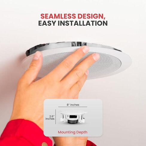 Pyle Home 5.25" Ceiling Wall Mount Speakers - Pair of 2-Way Midbass Woofer Speaker 1'' Polymer Dome Tweeter Flush Design w/ 80Hz - 20kHz Frequency Response & 150 Watts Peak Easy Installation-PDIC51RD in Kuwait