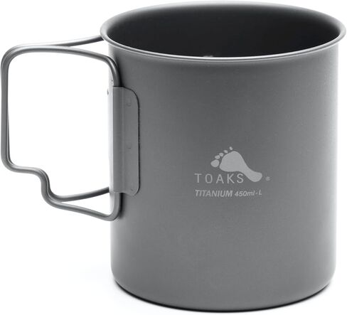 TOAKS Ultralight 450ml Titanium Cup – Camping Mug with Foldable Handles, 48g, Backpacking & Hiking Gear in Kuwait