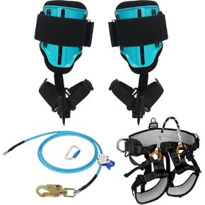 Tree Climbing Spikes Kit with Climbing Belt and Steel Wire Core Flip Line, with Triple Lock Lanyard Adjuster, Arborist Equipment Set for Working Cutting Logging in Kuwait