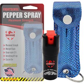 FIGHTSENSE Self Defense Pepper Spray - 1/2 oz Compact Size Maximum Strength Police Grade Formula Best Self Defense Tool for Women W/Leather Pouch Keychain in Saudi Arabia