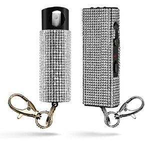Guard Dog Security Bling It On Stun Gun and Pepper Spray for Self Defense, Fashionable Self-Defense Keychain Set for Women, Glow-in-the-Dark Actuator, 16-Ft Range, USB Rechargeable in Saudi Arabia