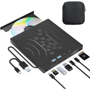 Wbacon 7 in 1 External CD/DVD Drive for Laptop, USB 3.0 External CD Drive | CD DVD +/-RW Disk Drive, Portable CD/DVD Player Burner Reader Writer for Laptop Desktop PC Windows 11/10/8/7/XP Mac Linux in Saudi Arabia