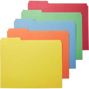 Amazon Basics Sturdy File Folders with Reinforced Tabs for Filing and Organization, 1/3-Cut Tab, Assorted Positions, Letter Size, 8.5x11 inches, Manila, 100-Pack in Kuwait
